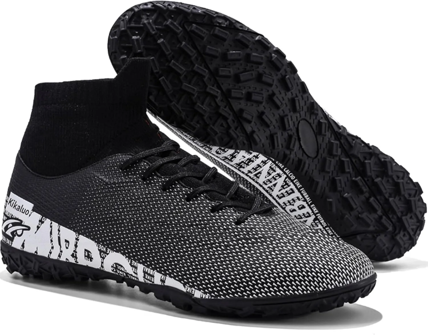 Men's Soccer Cleats Football Shoes with High-Tops Lace-Up Spikes Indoor Firm Ground Turf Training Exercise Futsal Boots