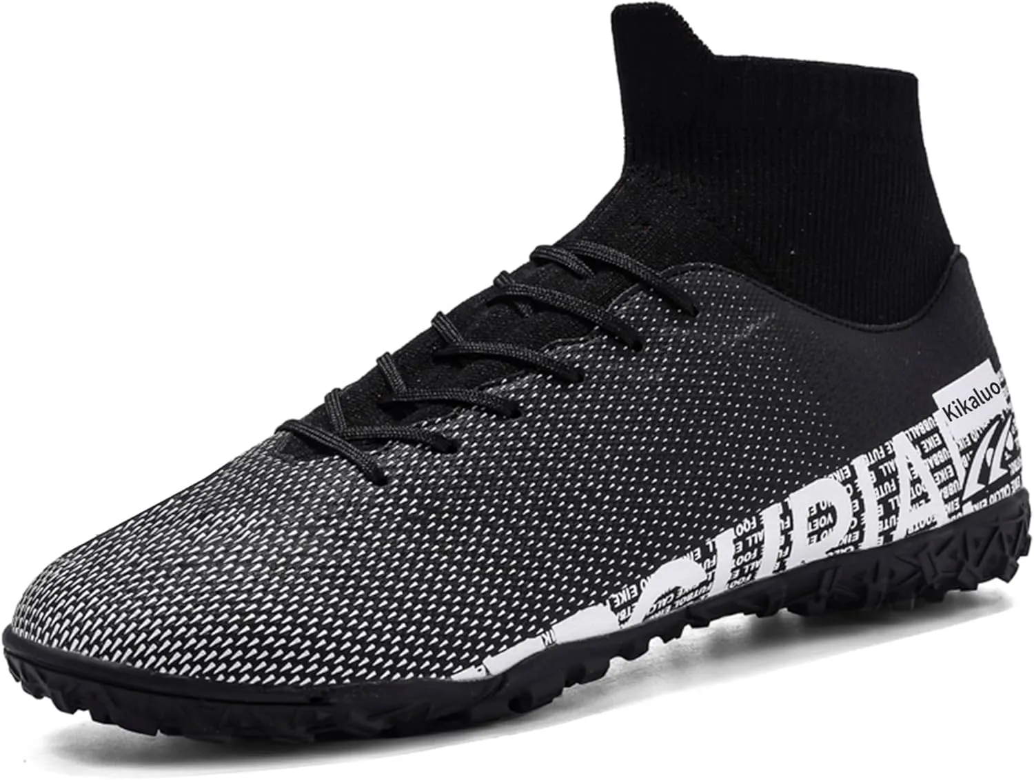Men's Soccer Cleats Football Shoes with High-Tops Lace-Up Spikes Indoor Firm Ground Turf Training Exercise Futsal Boots