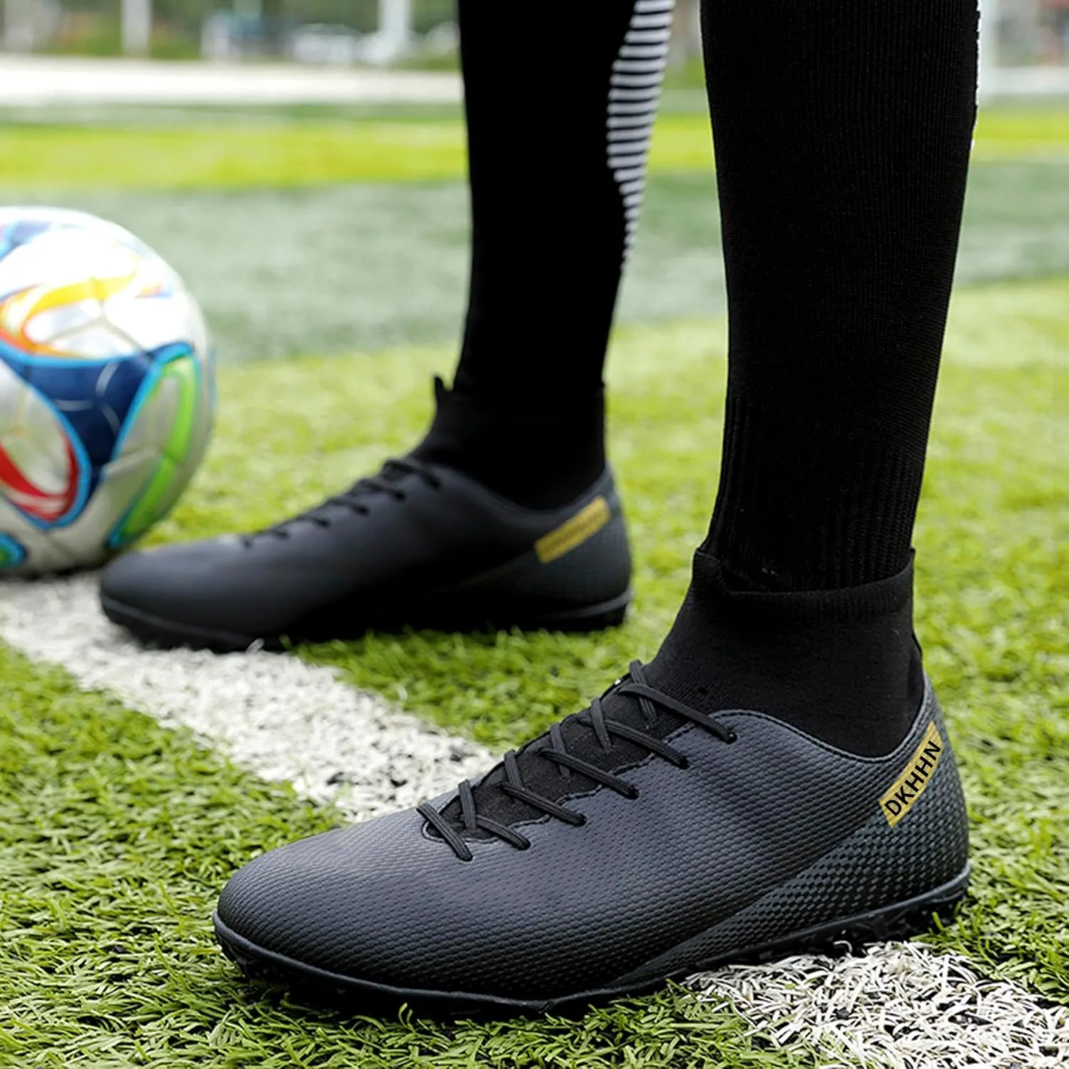 Men's Soccer Shoes Football Cleats High-Tops Lace-Up Non-Slip Spikes AG/FG