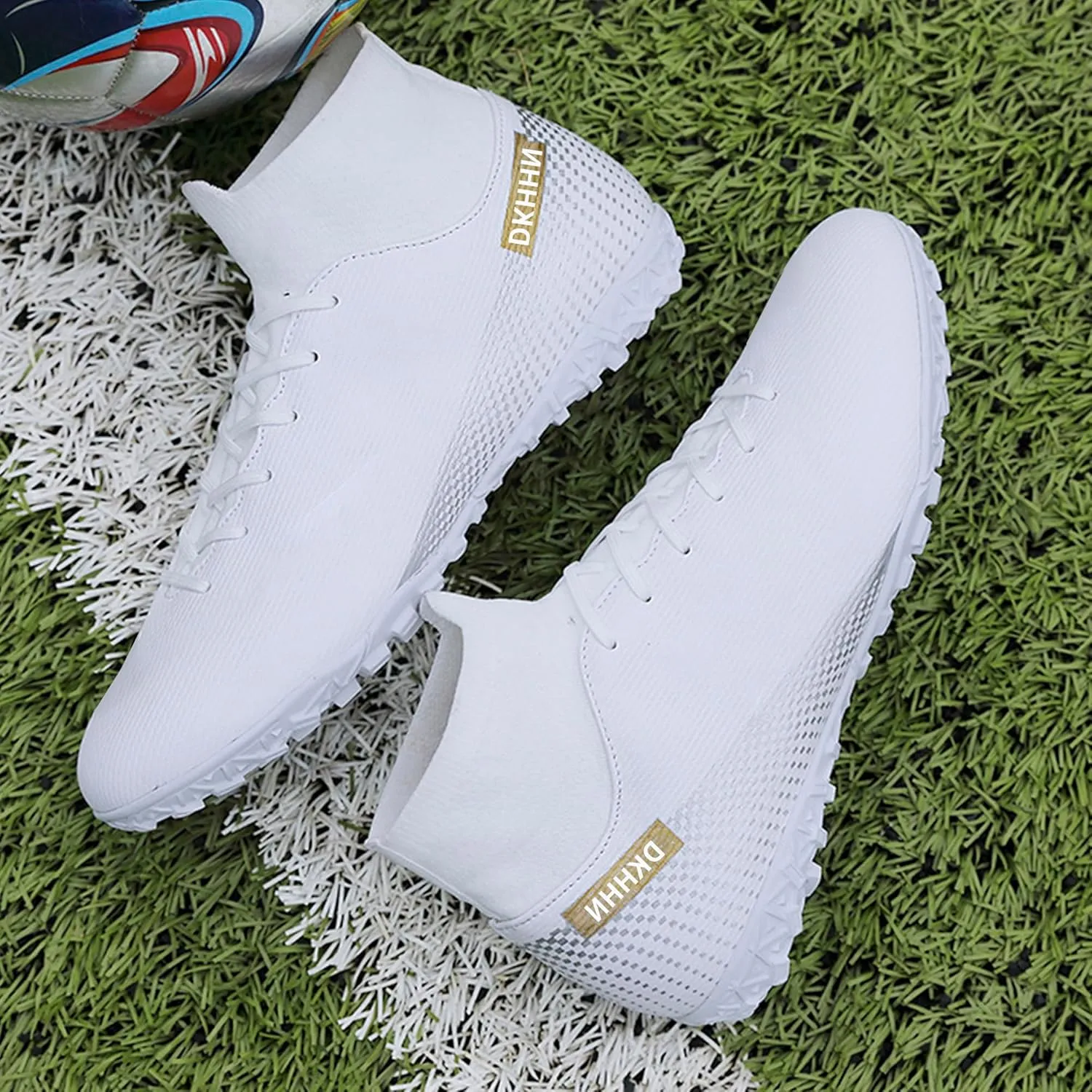 Men's Soccer Shoes Football Cleats High-Tops Lace-Up Non-Slip Spikes AG/FG