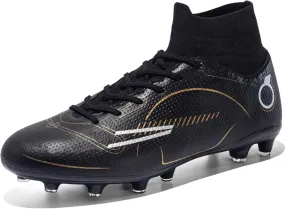 Men's Soccer Shoes Football Cleats High-Tops Lace-Up Non-Slip Spikes AG/FG