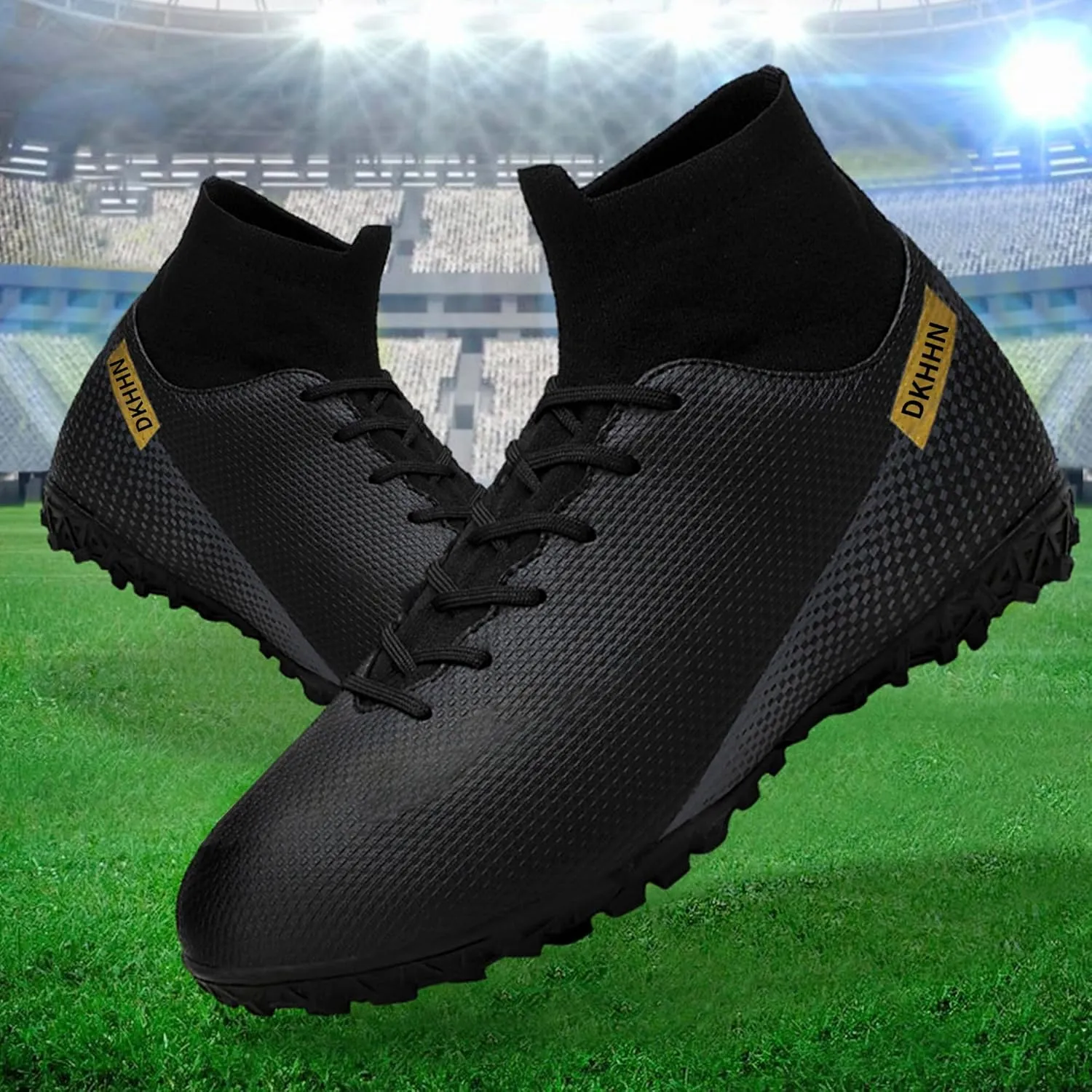 Men's Soccer Shoes Football Cleats High-Tops Lace-Up Non-Slip Spikes AG/FG