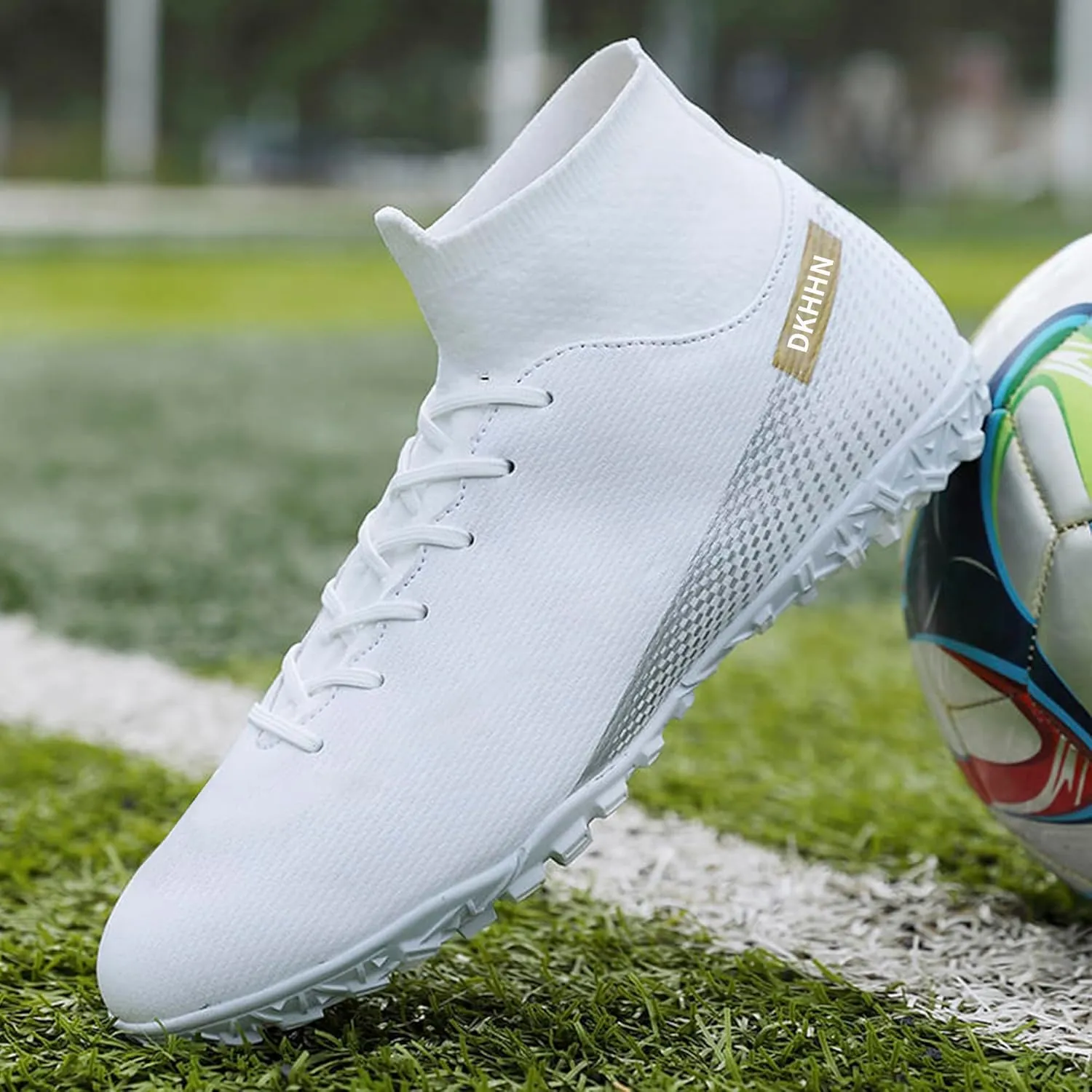 Men's Soccer Shoes Football Cleats High-Tops Lace-Up Non-Slip Spikes AG/FG