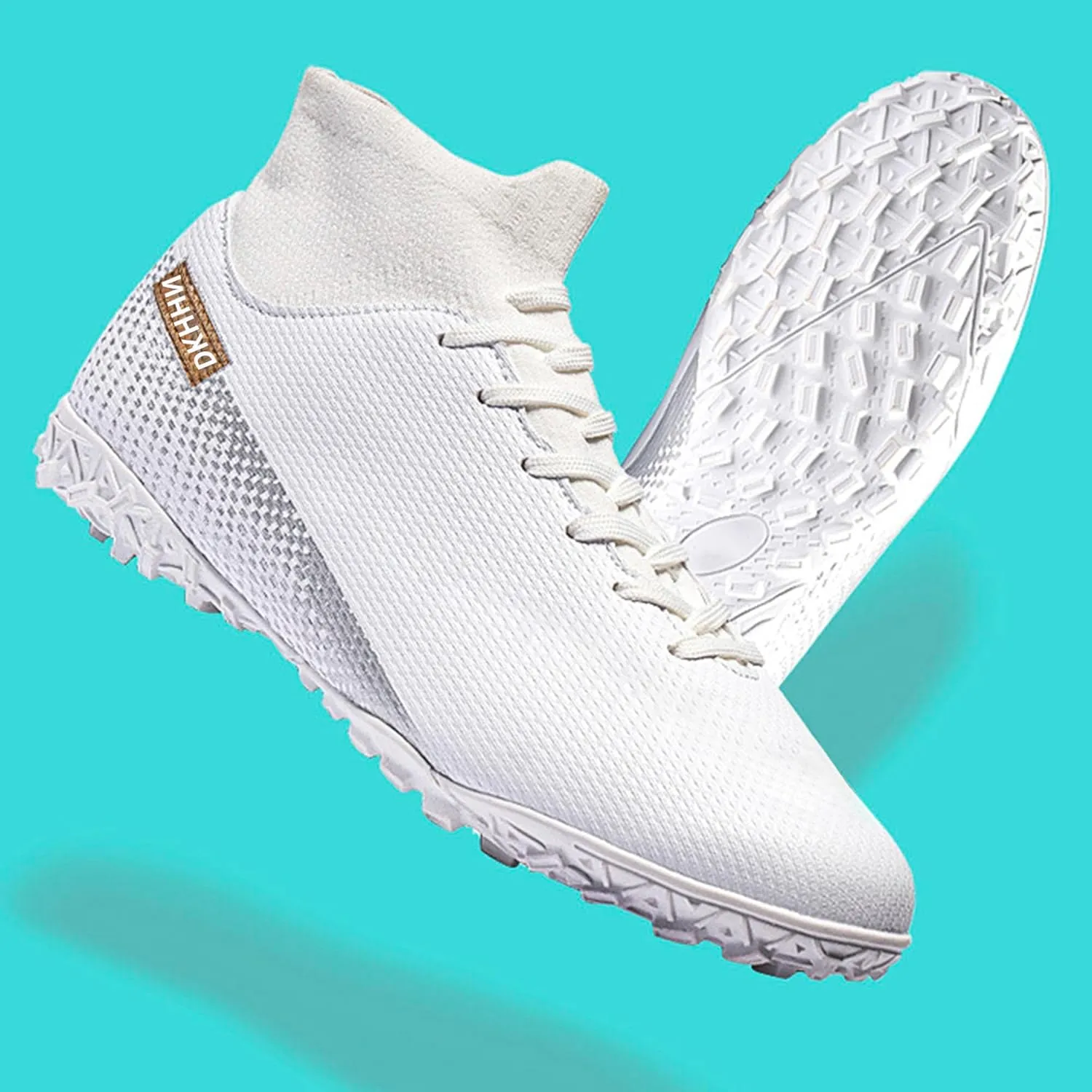 Men's Soccer Shoes Football Cleats High-Tops Lace-Up Non-Slip Spikes AG/FG