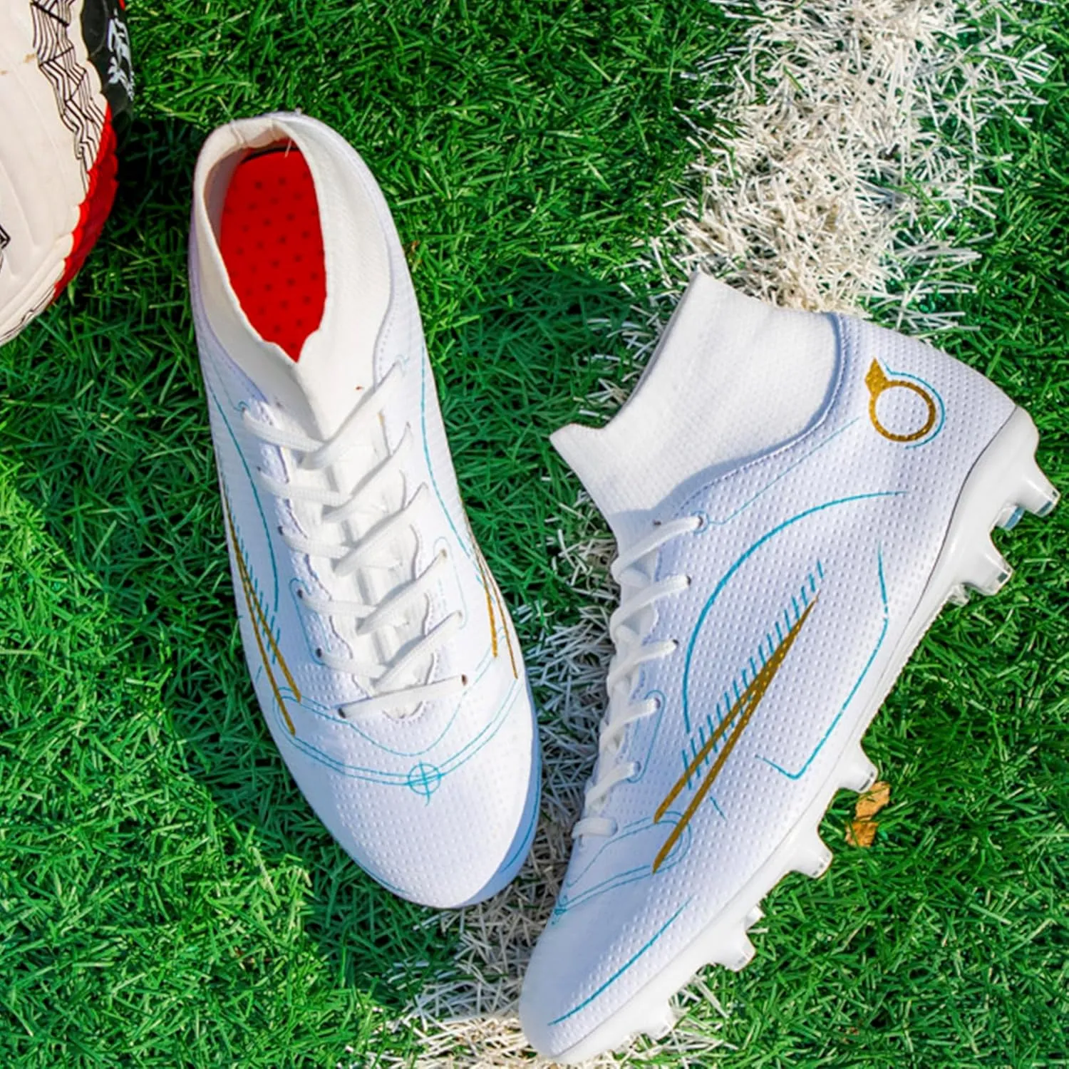 Men's Soccer Shoes Football Cleats High-Tops Lace-Up Non-Slip Spikes AG/FG