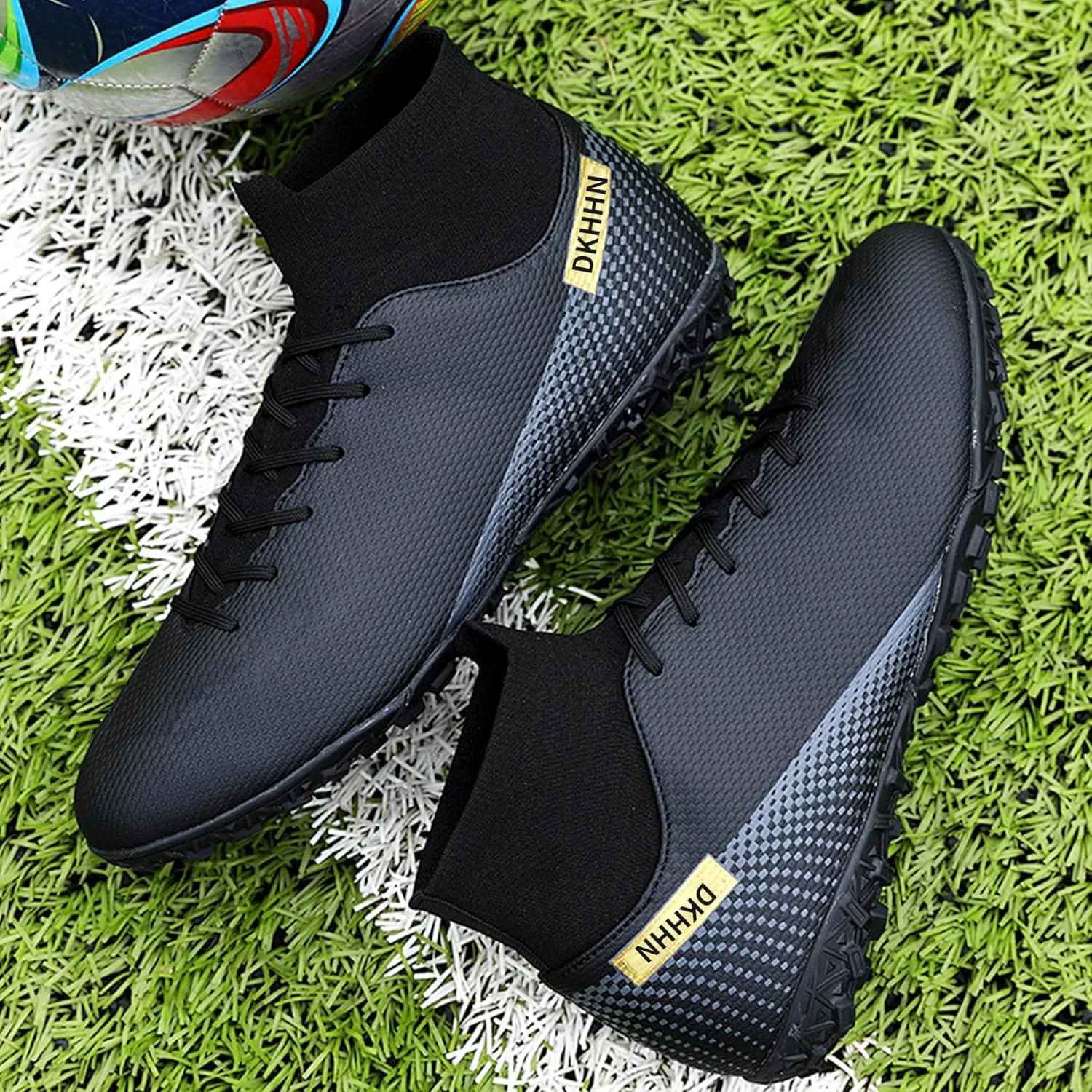 Men's Soccer Shoes Football Cleats High-Tops Lace-Up Non-Slip Spikes AG/FG