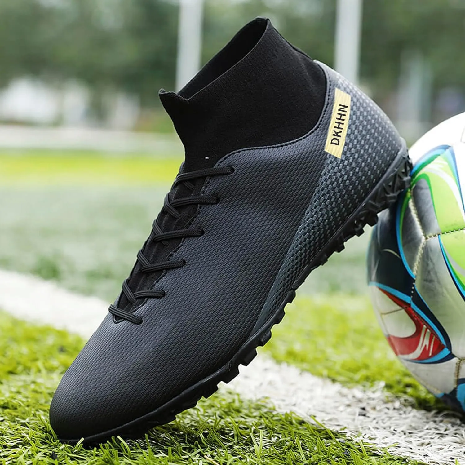 Men's Soccer Shoes Football Cleats High-Tops Lace-Up Non-Slip Spikes AG/FG