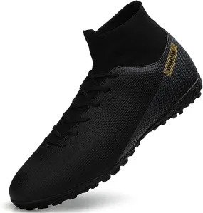 Men's Soccer Shoes Football Cleats High-Tops Lace-Up Non-Slip Spikes AG/FG
