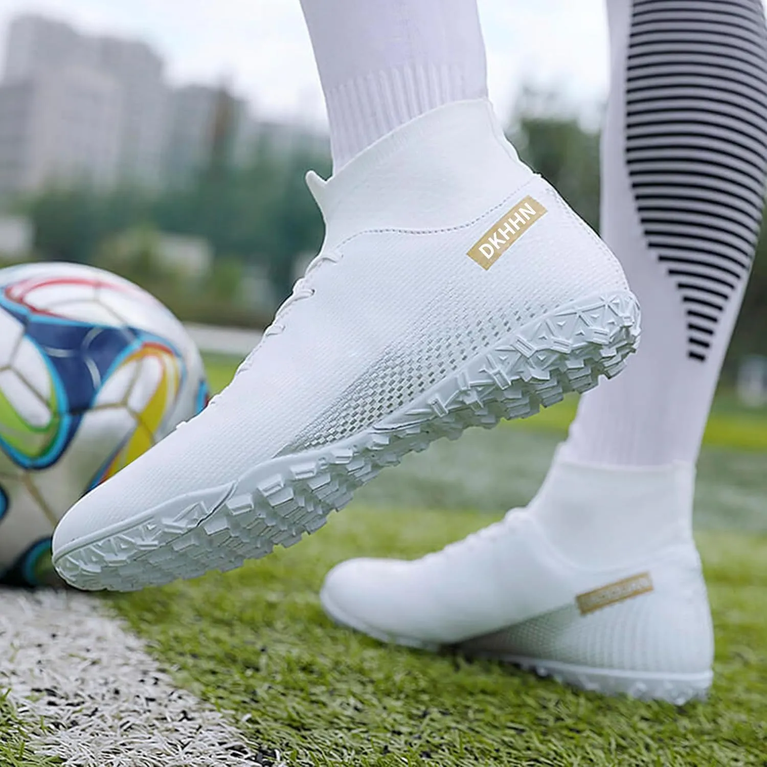 Men's Soccer Shoes Football Cleats High-Tops Lace-Up Non-Slip Spikes AG/FG