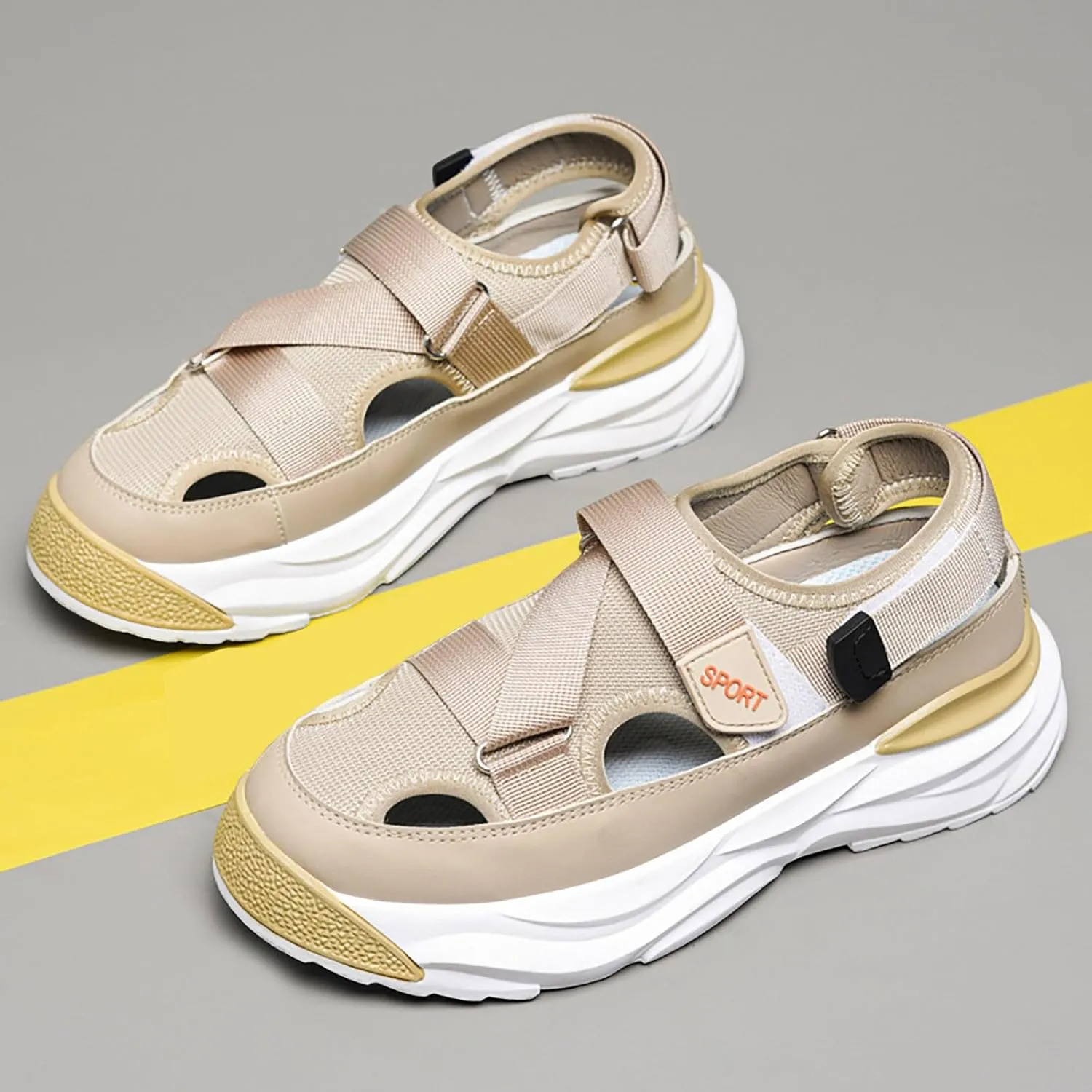 Men's Sport Sandals Non Slip Close Toe with Adjustable Strap for Summer Walking Men's Hiking Sandals with Arch Support