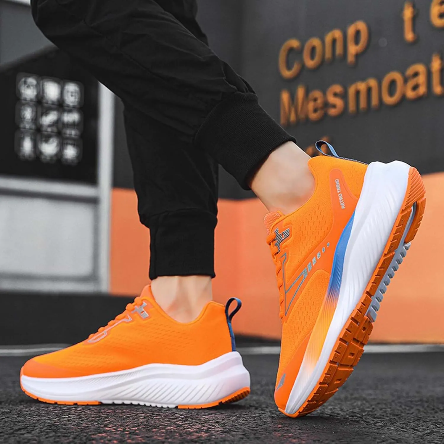 Men's Sports Running Shoes Fashion Sneakers Summer Breathable Mesh Walking Road Jogging Shoes Ladies Lace Up Lightweight Casual Walking Sneakers