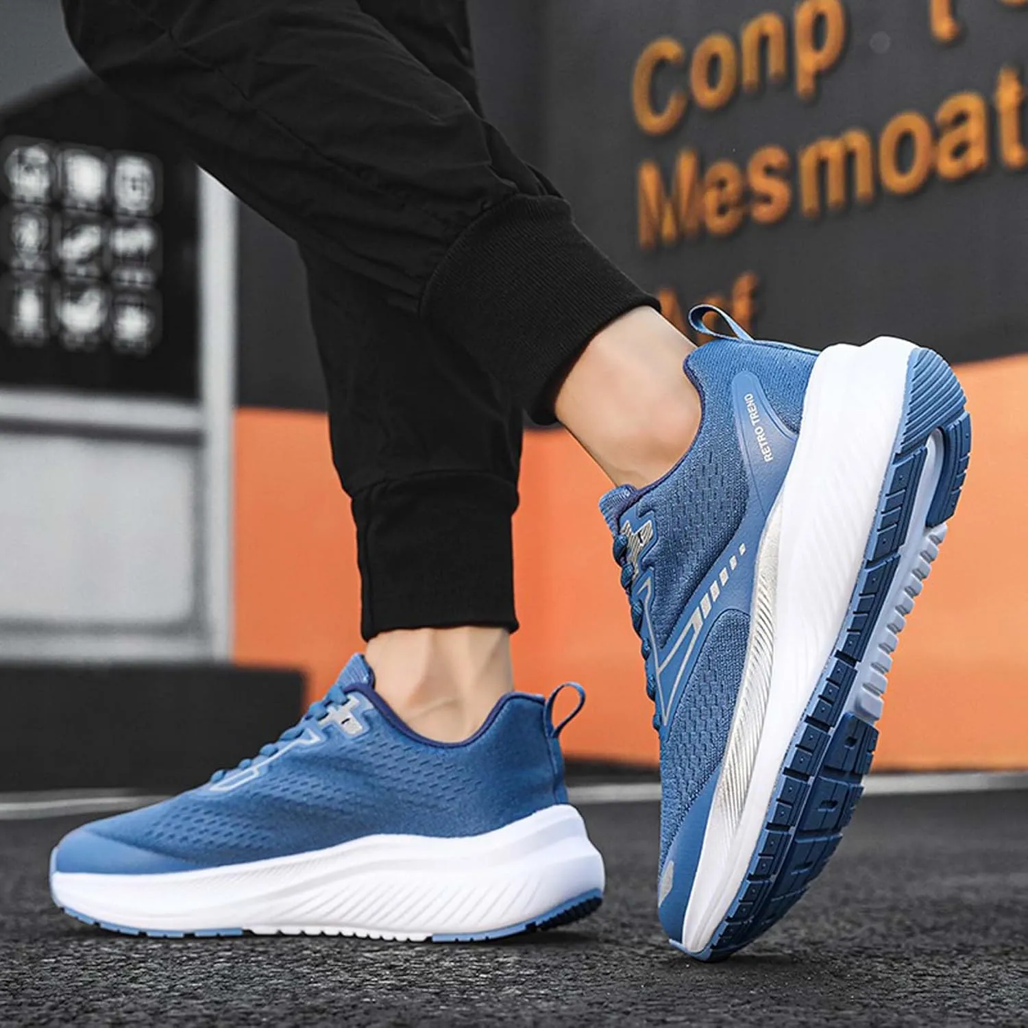 Men's Sports Running Shoes Fashion Sneakers Summer Breathable Mesh Walking Road Jogging Shoes Ladies Lace Up Lightweight Casual Walking Sneakers