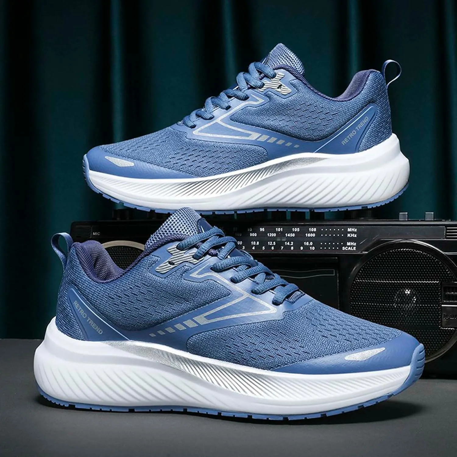 Men's Sports Running Shoes Fashion Sneakers Summer Breathable Mesh Walking Road Jogging Shoes Ladies Lace Up Lightweight Casual Walking Sneakers