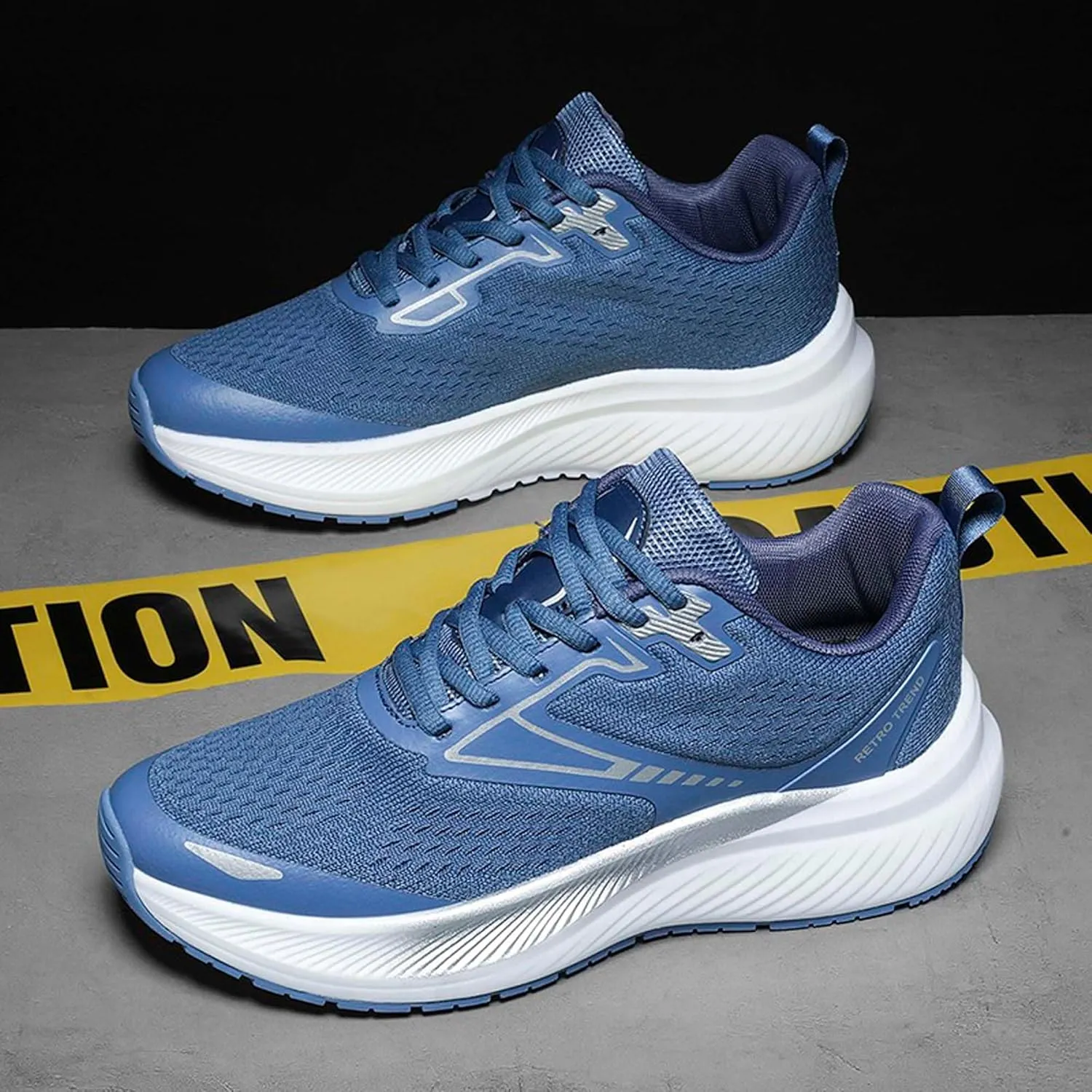Men's Sports Running Shoes Fashion Sneakers Summer Breathable Mesh Walking Road Jogging Shoes Ladies Lace Up Lightweight Casual Walking Sneakers