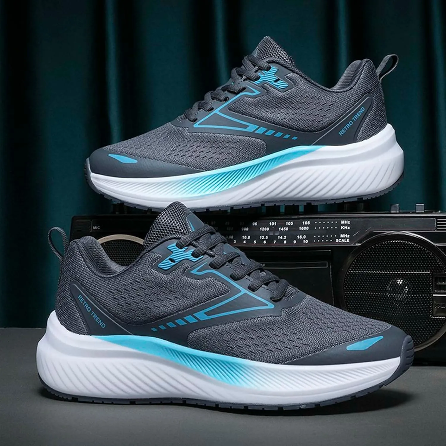 Men's Sports Running Shoes Fashion Sneakers Summer Breathable Mesh Walking Road Jogging Shoes Ladies Lace Up Lightweight Casual Walking Sneakers