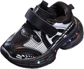 Mesh Glitter Open Toe Sneakers for Toddler Baby Boys Girls Infant Light Up Breathable First Walking Shoes Non Slip