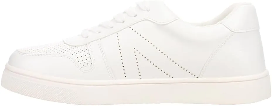 MIA Womens Krew Perforated Lace Up Sneakers Shoes Casual - White
