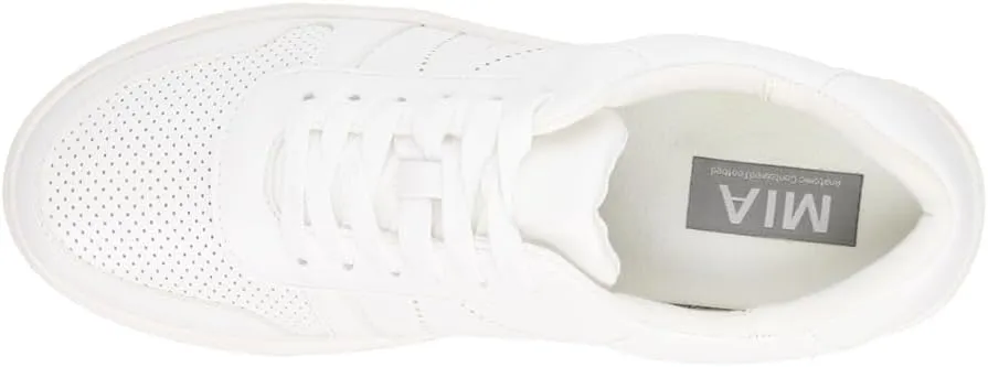 MIA Womens Krew Perforated Lace Up Sneakers Shoes Casual - White