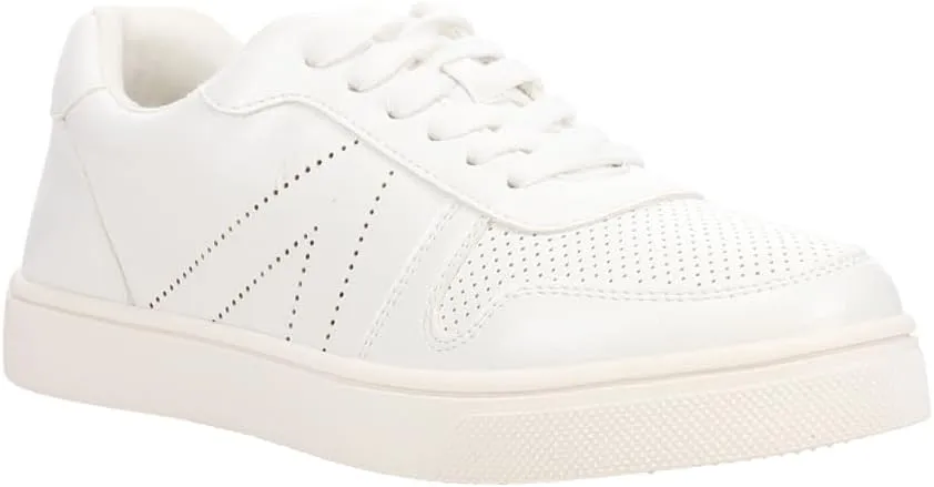 MIA Womens Krew Perforated Lace Up Sneakers Shoes Casual - White
