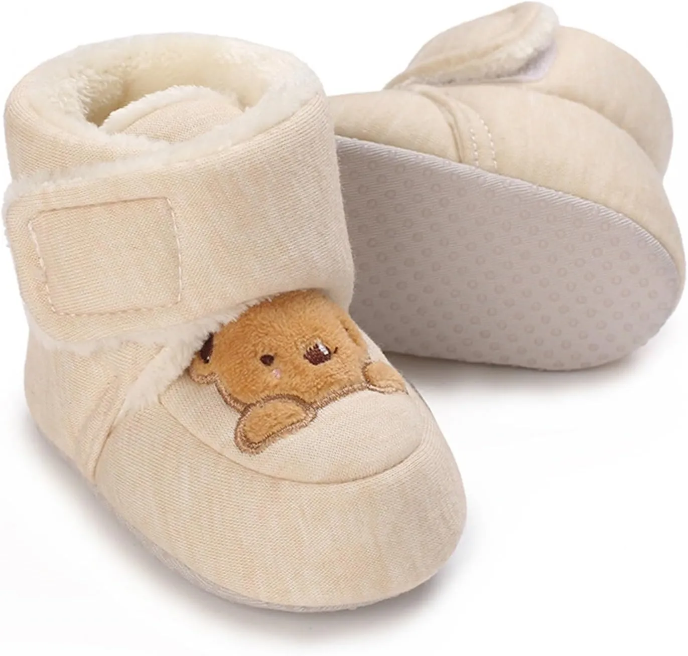 Newborn Booties Infant Baby Boys Girls Cozy Fleece Ankle Boots Soft Bottom Newborn Warm Winter Fuzzy Socks Shoes