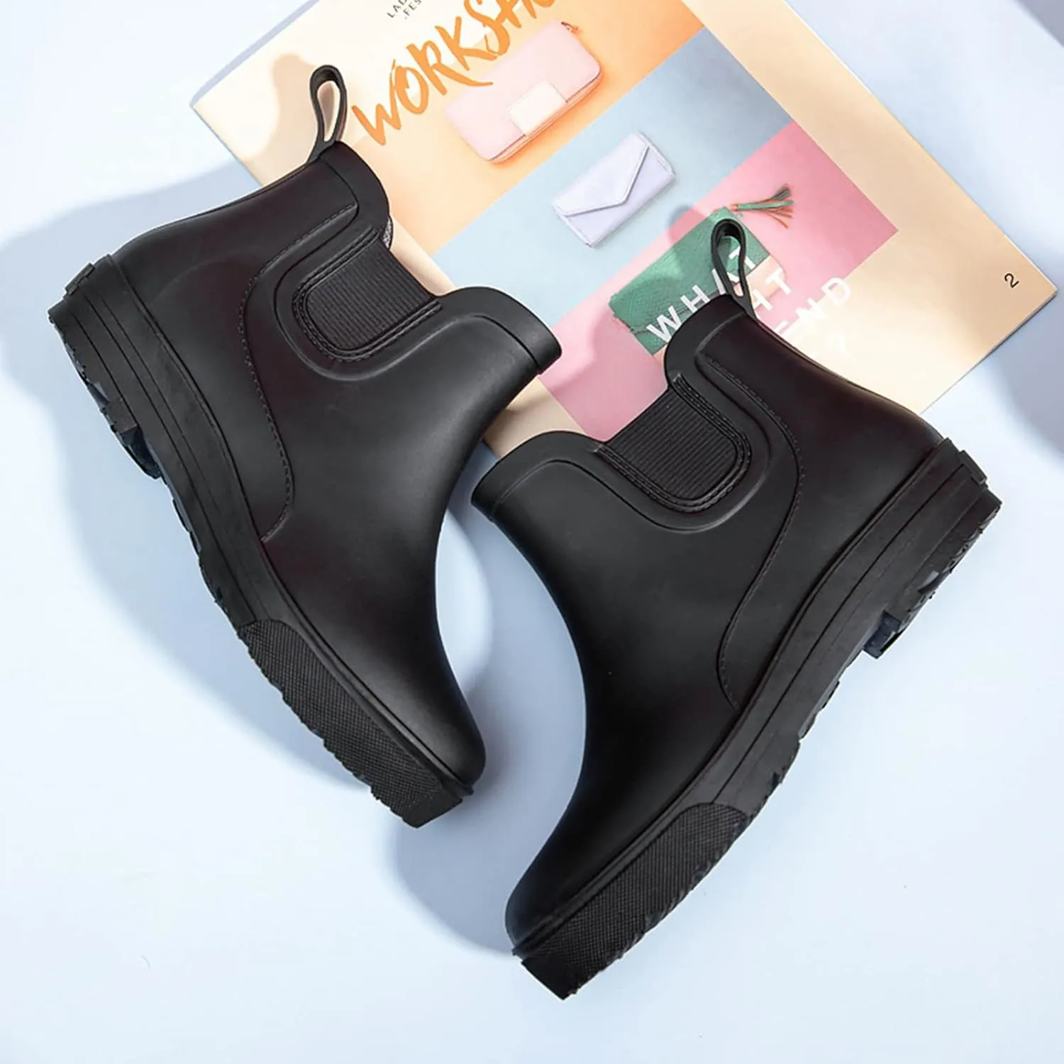 NLOMOCT Rain Boots for Women Wide Waterproof Garden Shoes Anti-Slipping Rainboots for Ladies Insoles Stylish Light rain Shoes