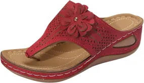 Orthopedic Sandals for Women Arch Support Flower Hollow Wedge Sandals 2025 Casual Slip On Flip Flops Sandal Shoes