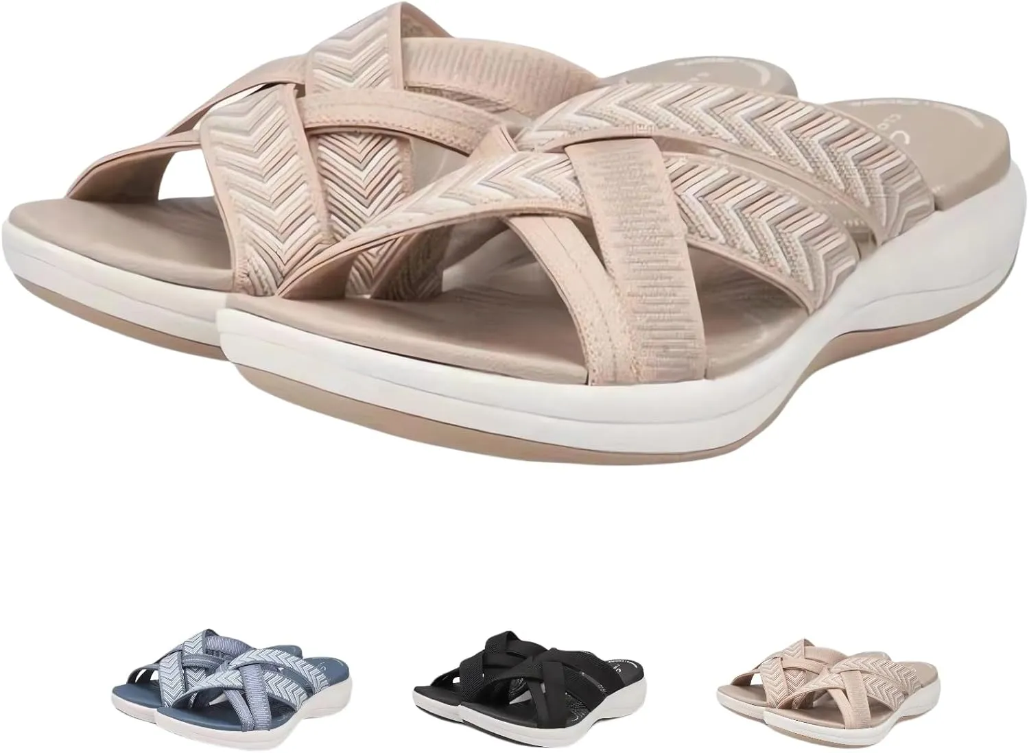 Orthopedic Sandals for Women Casual Lightweight Sandal Summer Walking Slides Sandals Wide Width Fasciitis Soft Cushion Shoes Comfortable Recovery Slippers with Arch Support