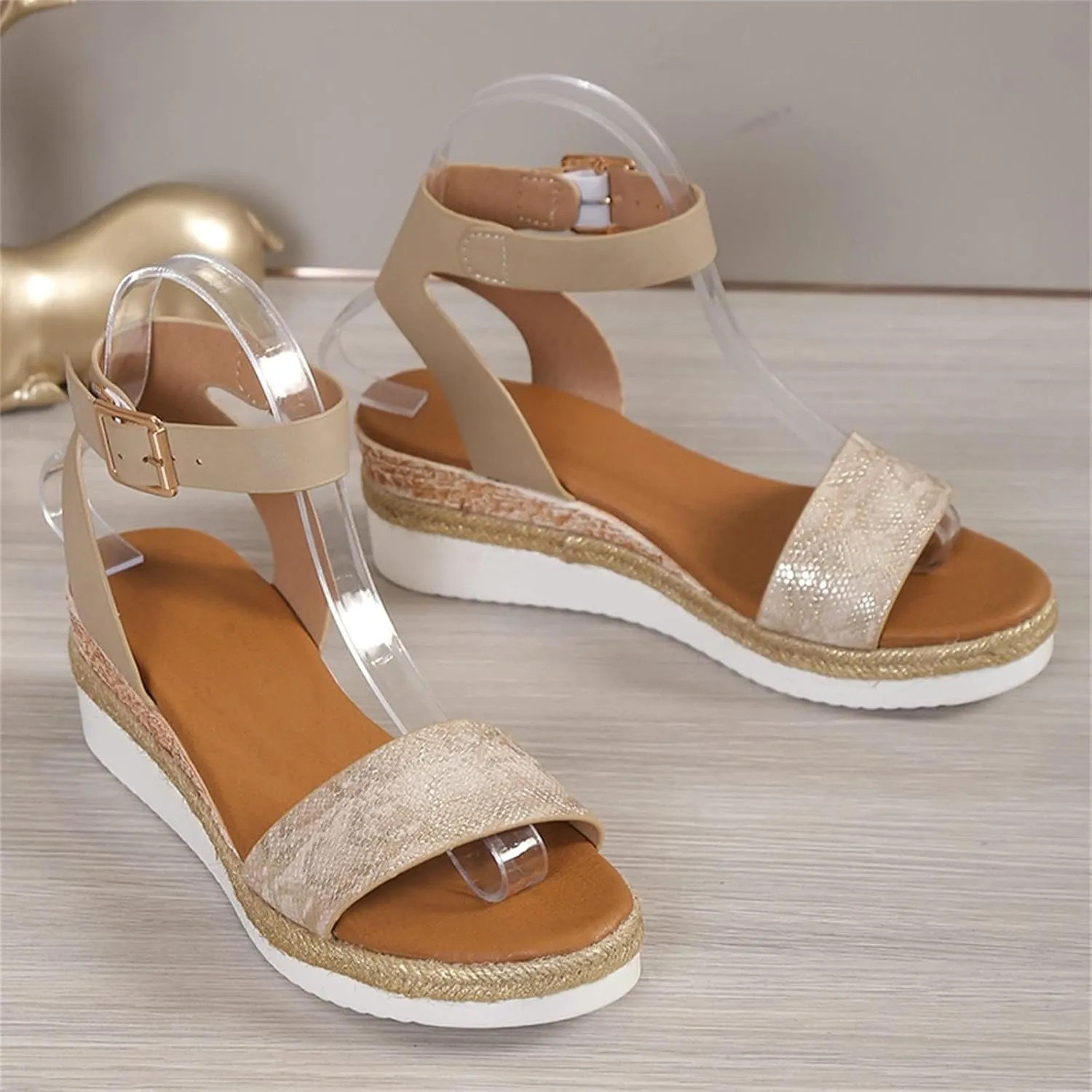 Orthopedic Sandals for Women Casual Strappy Slip on Sandal Beach Boho Sandal Comfortable Outdoor Shoes Open Toe Ankle Strap Platform Sandals 2025
