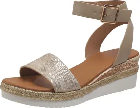 Orthopedic Sandals for Women Casual Strappy Slip on Sandal Beach Boho Sandal Comfortable Outdoor Shoes Open Toe Ankle Strap Platform Sandals 2025