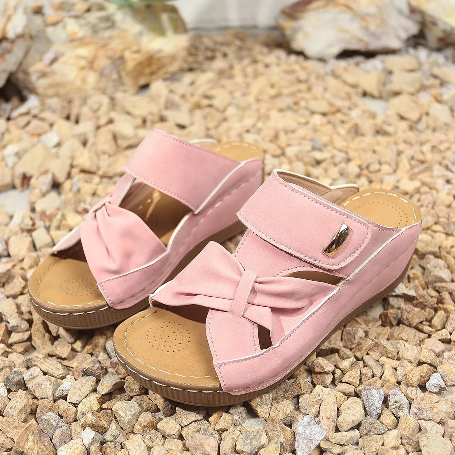 Orthopedic Sandals for Women Slide Shoes Slip On Dressy Summer Womens Sandals Comfort Open Toe Wedge Sandals Walking