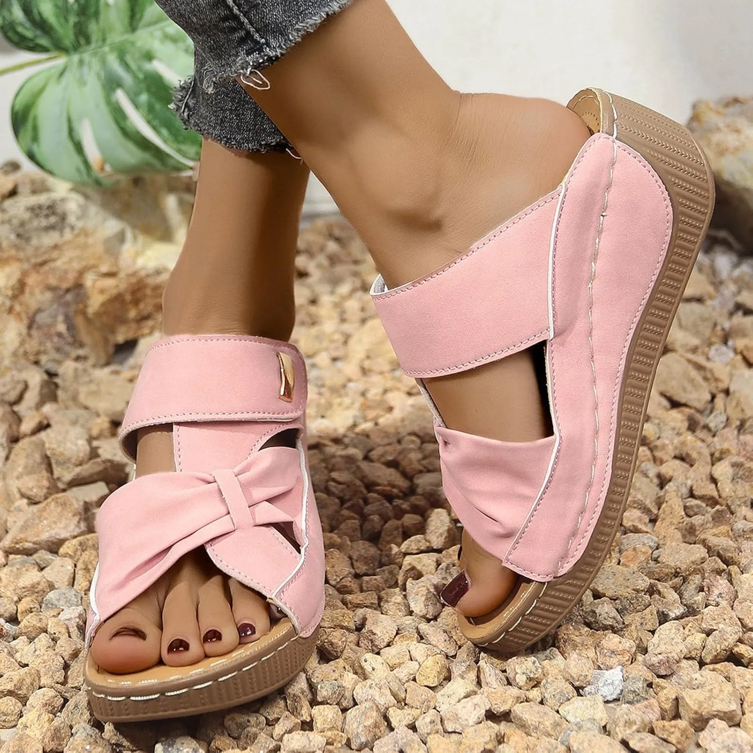Orthopedic Sandals for Women Slide Shoes Slip On Dressy Summer Womens Sandals Comfort Open Toe Wedge Sandals Walking