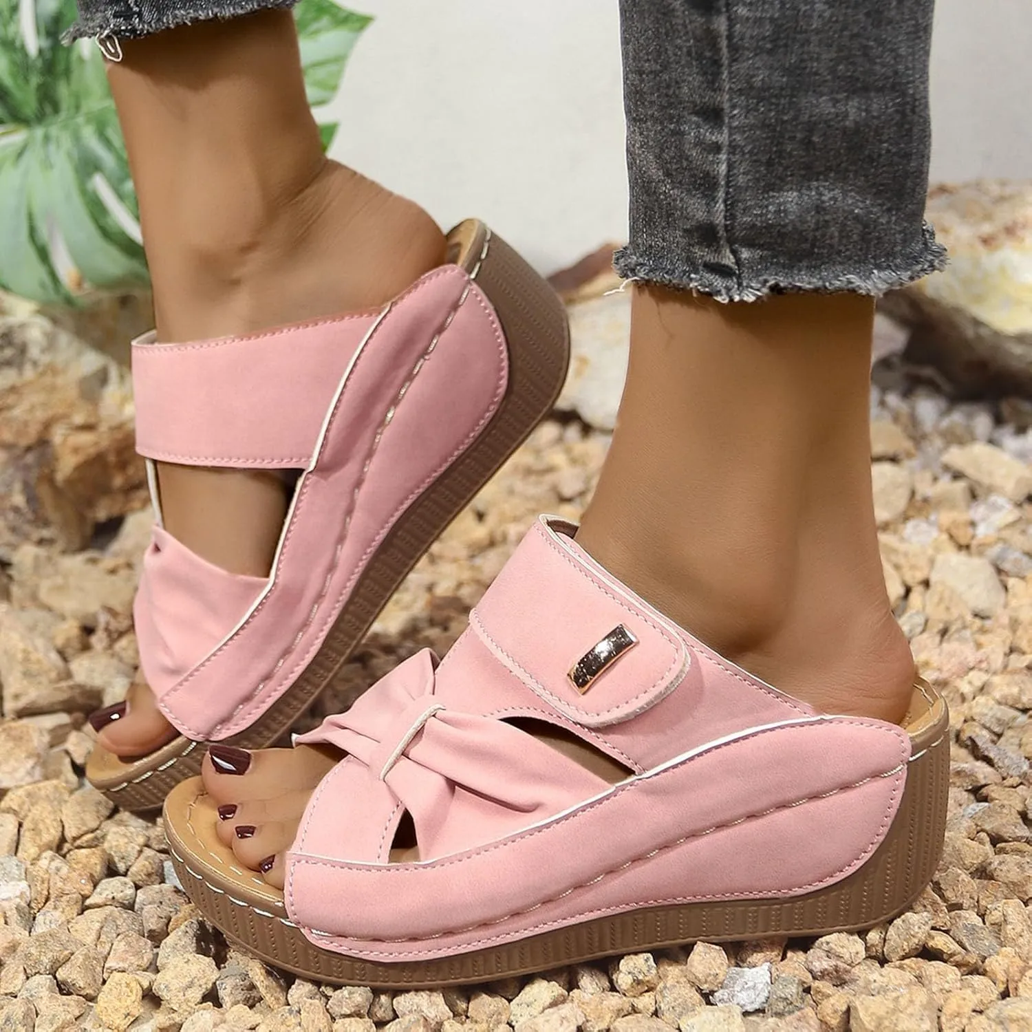 Orthopedic Sandals for Women Slide Shoes Slip On Dressy Summer Womens Sandals Comfort Open Toe Wedge Sandals Walking