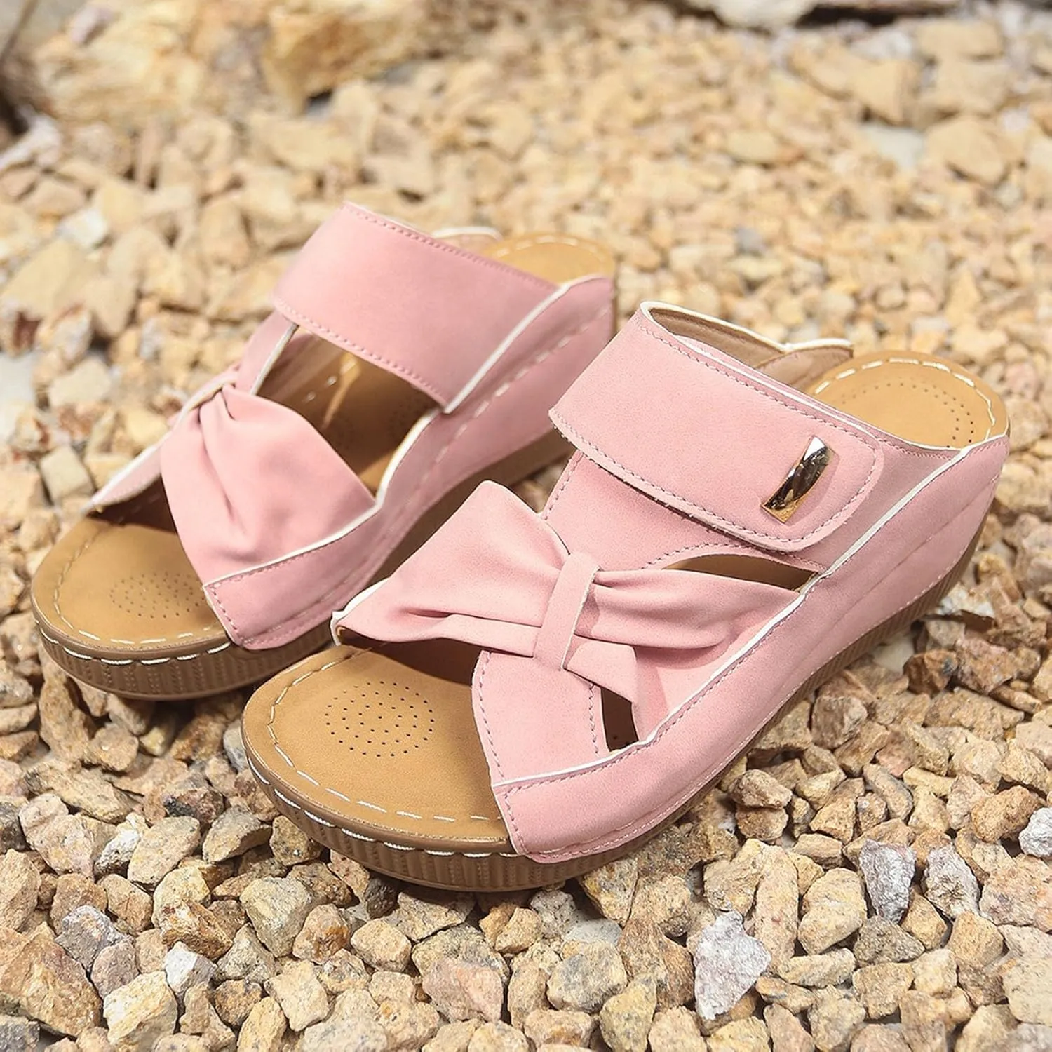 Orthopedic Sandals for Women Slide Shoes Slip On Dressy Summer Womens Sandals Comfort Open Toe Wedge Sandals Walking