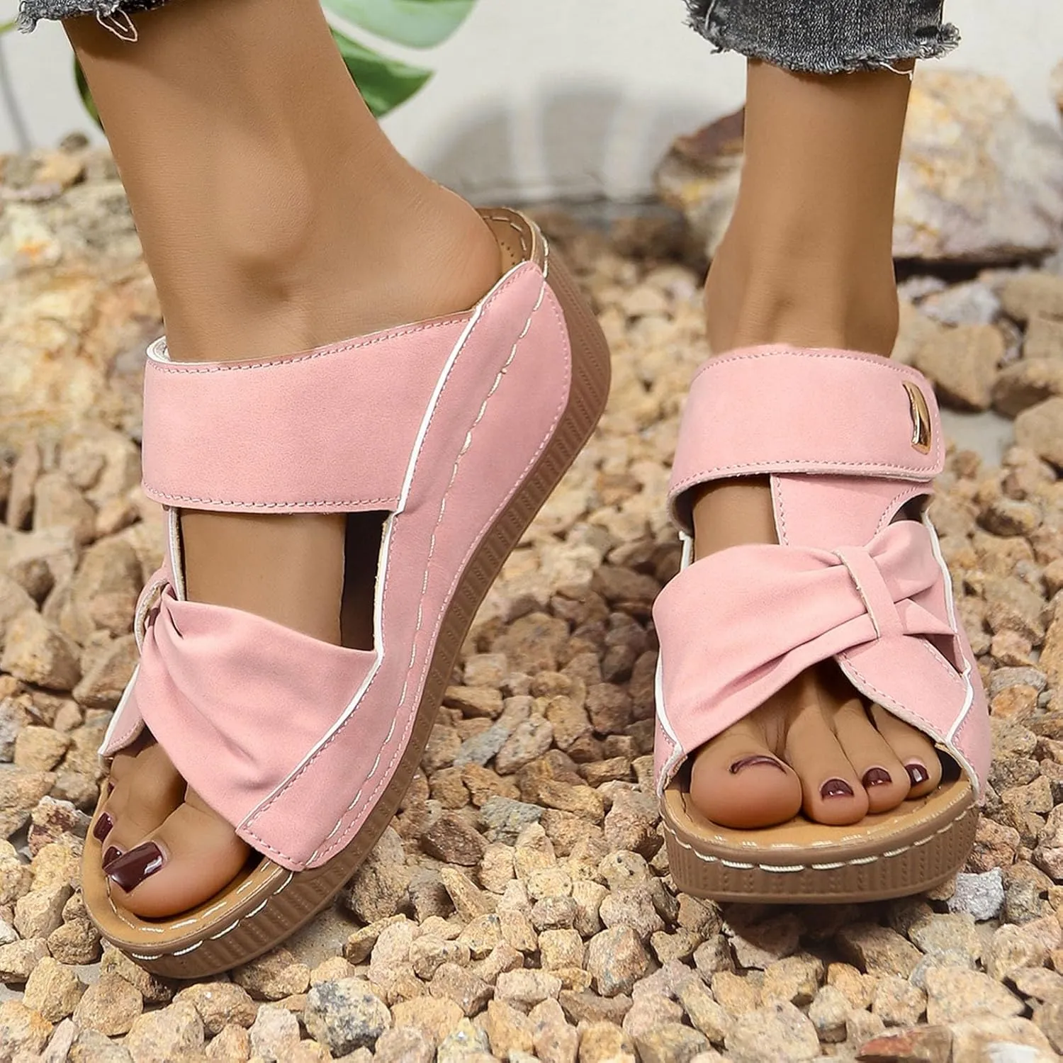 Orthopedic Sandals for Women Slide Shoes Slip On Dressy Summer Womens Sandals Comfort Open Toe Wedge Sandals Walking
