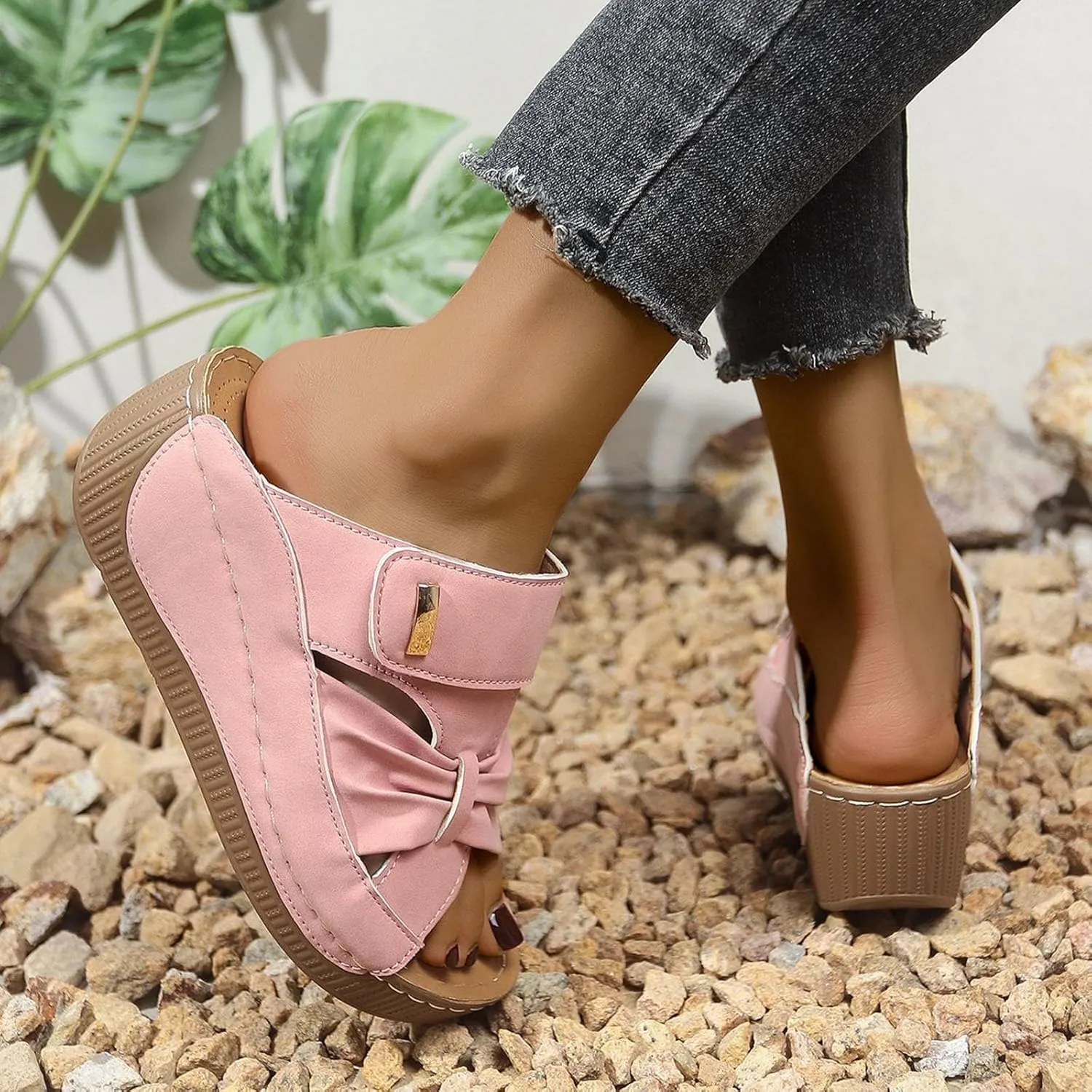 Orthopedic Sandals for Women Slide Shoes Slip On Dressy Summer Womens Sandals Comfort Open Toe Wedge Sandals Walking