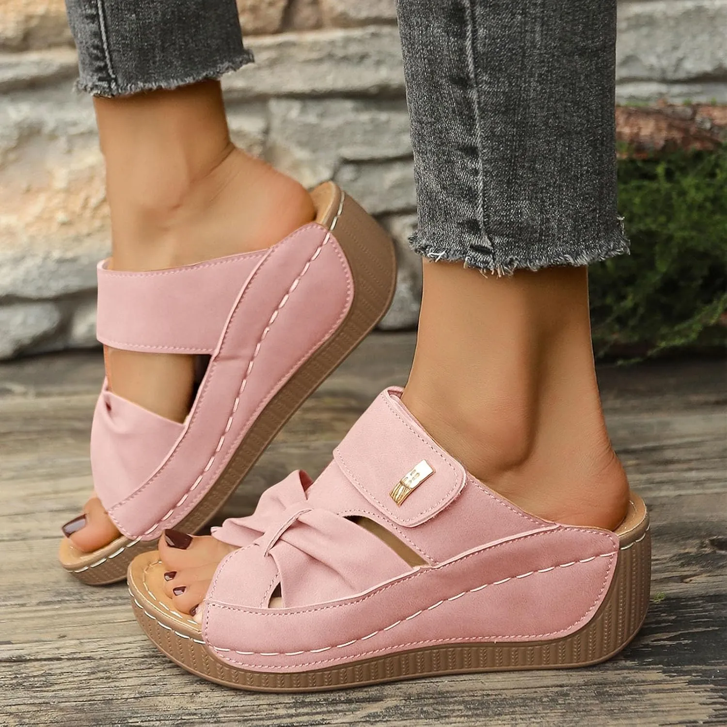 Orthopedic Sandals for Women Slide Shoes Slip On Dressy Summer Womens Sandals Comfort Open Toe Wedge Sandals Walking