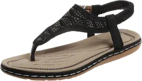 Orthopedic Sandals Women Casual Elastic Strappy Flat Sandals Arch Support T-Strap Walking Thong Flip-Flops Summer Lightweight Ridge Slingback Flat Sandal Comfortable Soft Cushion Shoes