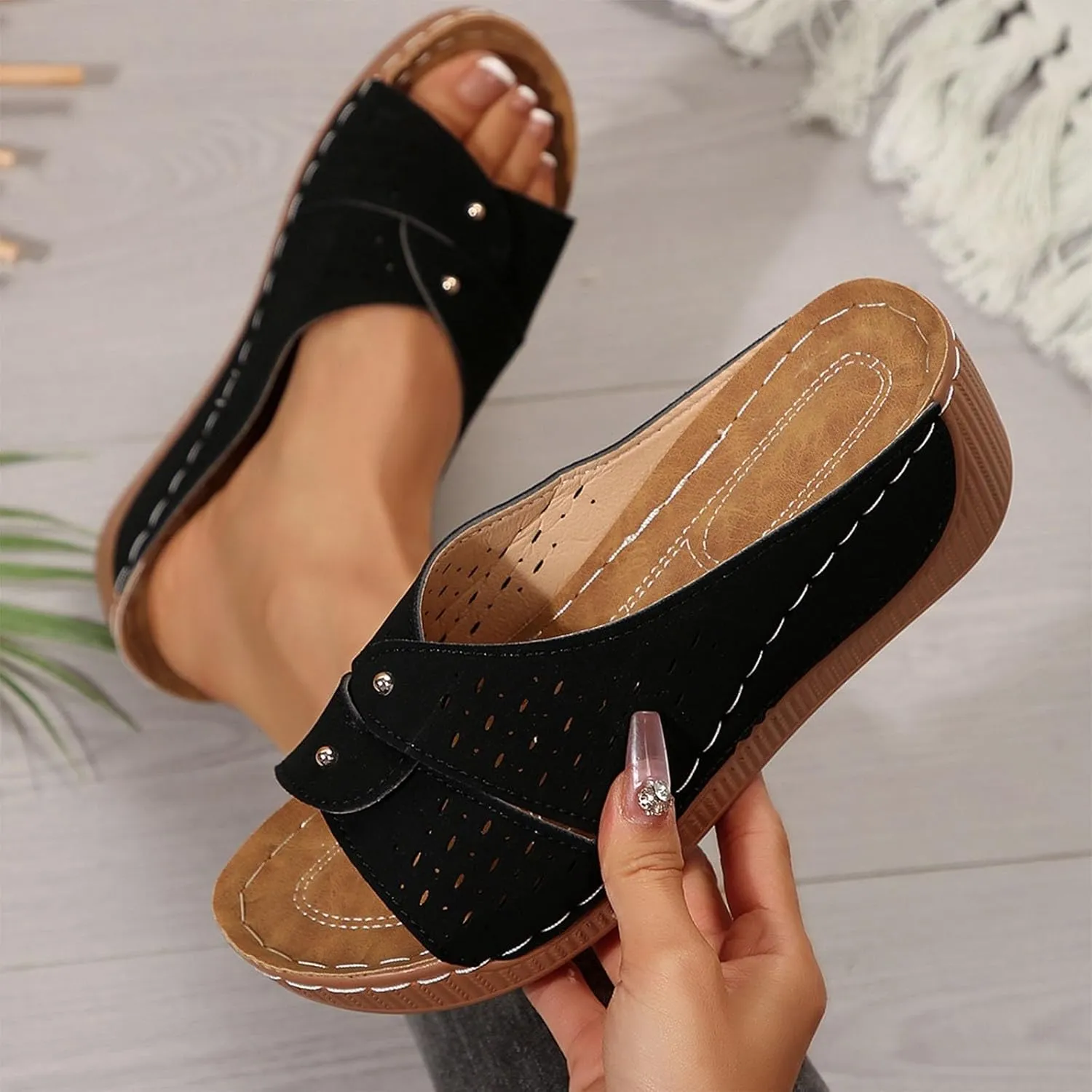 Orthopedic Sandals Womens Dressy Arch Support Ladies Slip on Wedge Sandal Today Summer Casual Slides