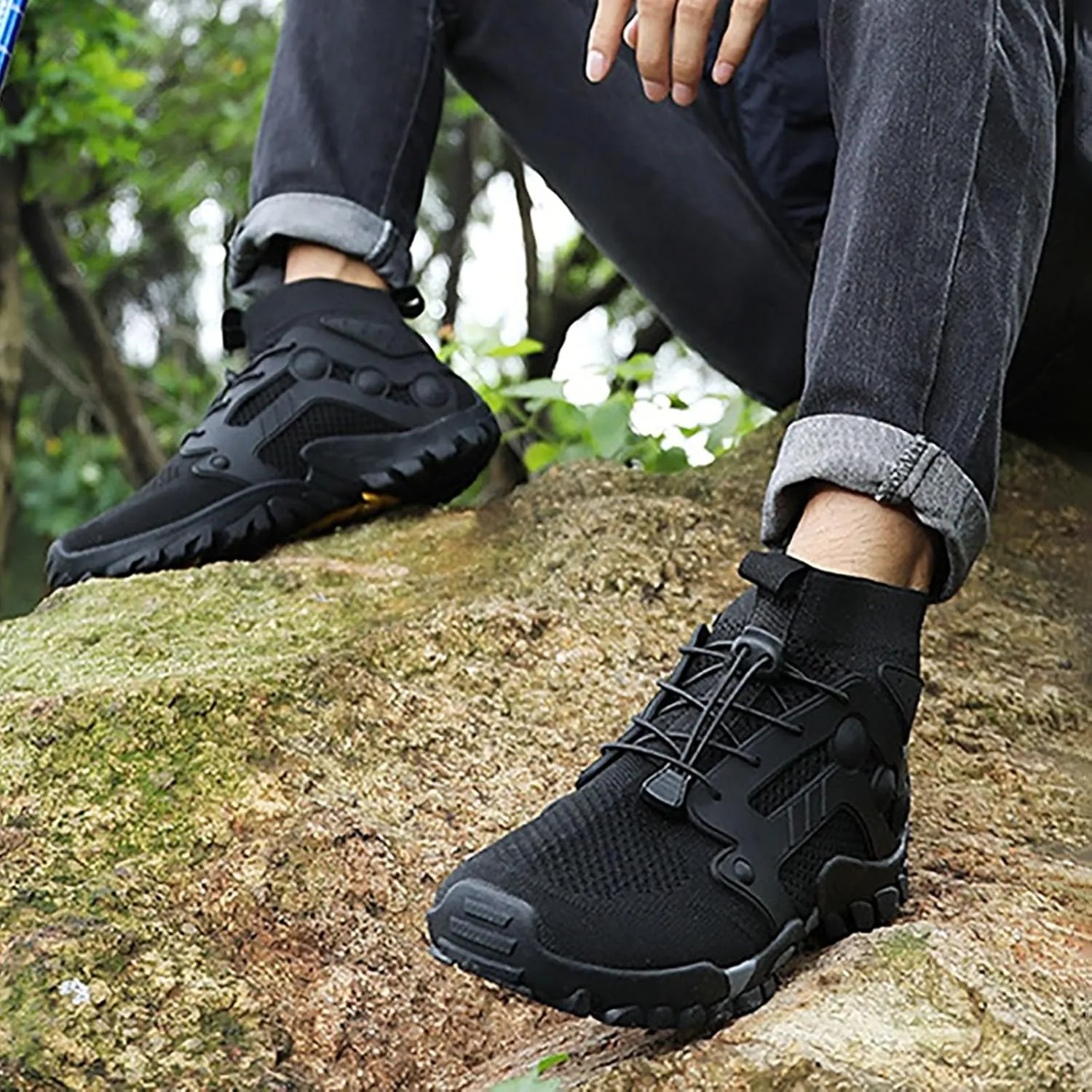 Outdoor Hiking Shoes Men Non Slip Hiking Work Clothes Sports Shoes Swimming Wading Off Road and River Sneaker for Men Men's F
