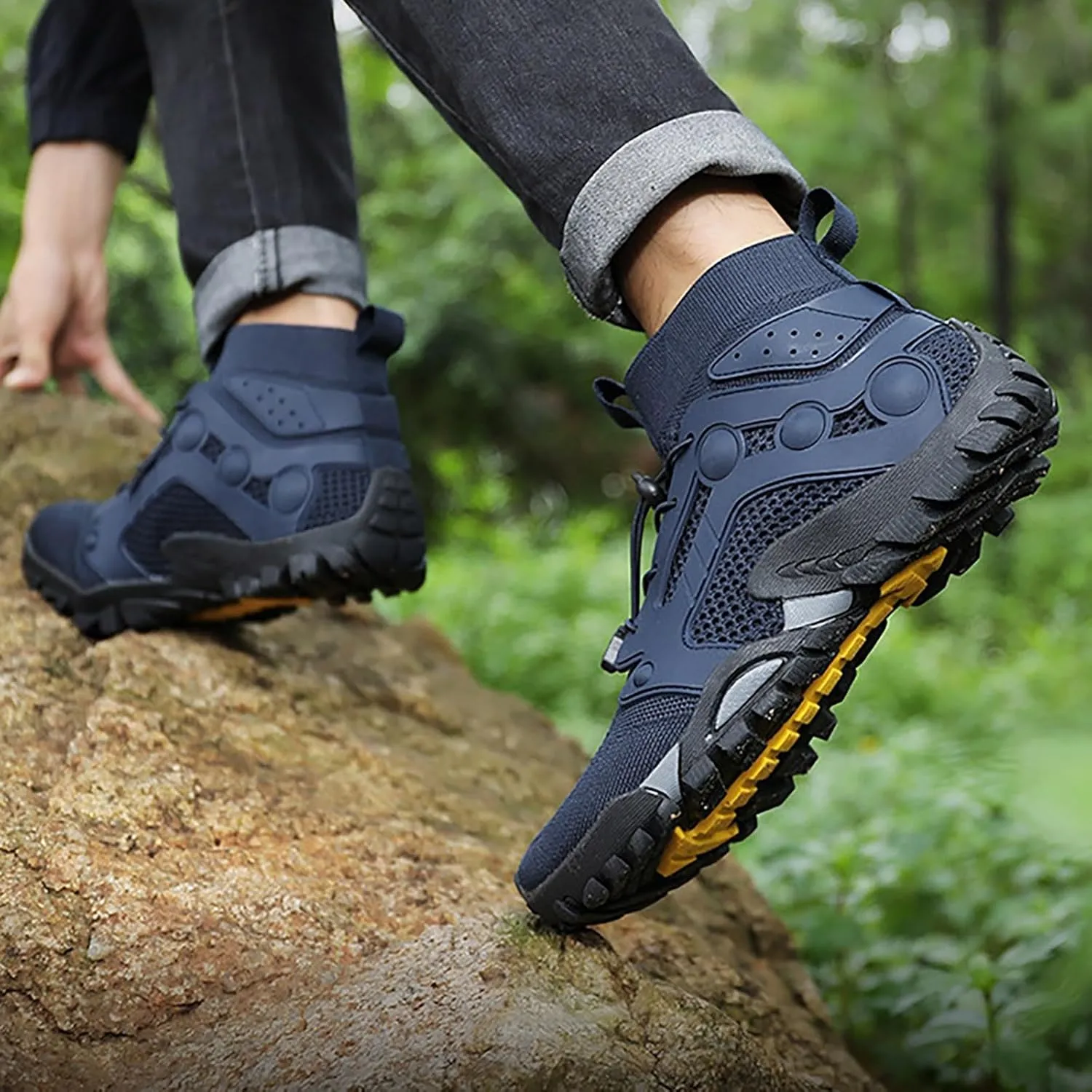 Outdoor Hiking Shoes Men Non Slip Hiking Work Clothes Sports Shoes Swimming Wading Off Road and River Sneaker for Men Men's F
