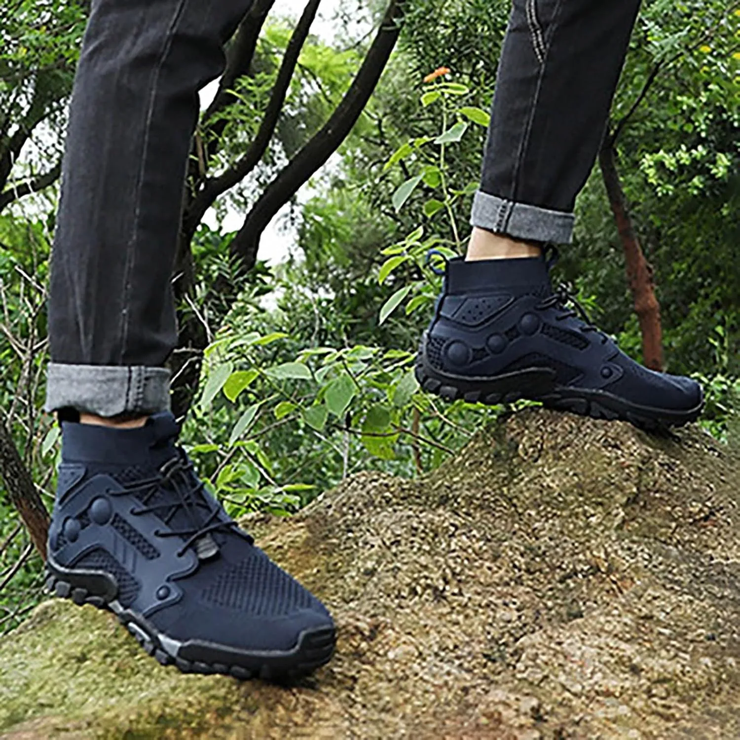 Outdoor Hiking Shoes Men Non Slip Hiking Work Clothes Sports Shoes Swimming Wading Off Road and River Sneaker for Men Men's F