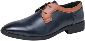 Oxford Formal Shoes for Men Two Tone Dress Lace Up Brogue Embossed Wing tip Leather Business Shoes Block Heel Low Top Non Slip Resistant Shoes