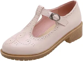 Parisuit Womens T Strap Mary Jane Low Heels Pumps Vintage Chunky Oxfords Dress Shoes