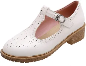 Parisuit Womens T Strap Mary Jane Low Heels Pumps Vintage Chunky Oxfords Dress Shoes