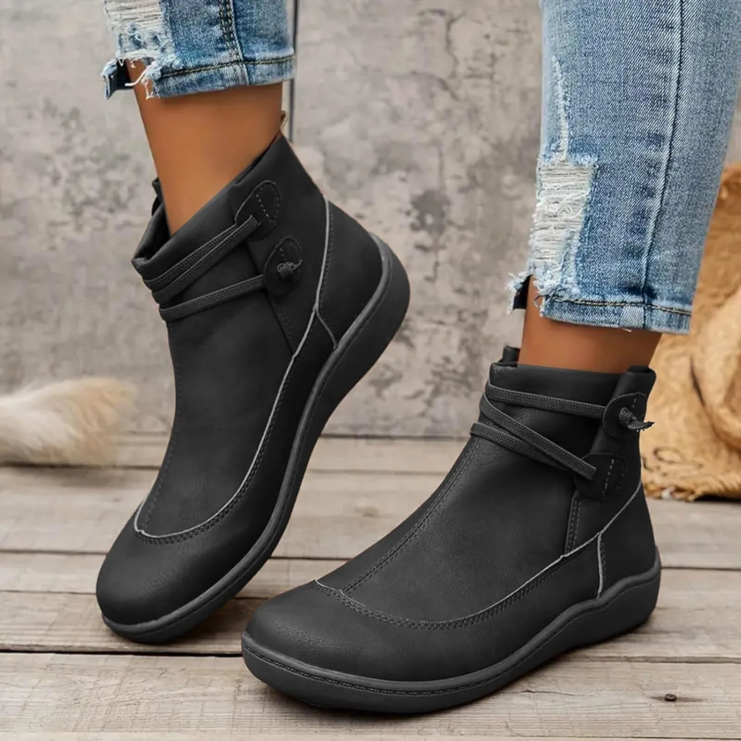 peqiut Womens Cowboy Boots Comfortable Platform Heel Round Toe Zipper Womens Cowboy Boots Ankle Lace Up Casual Boots for Women