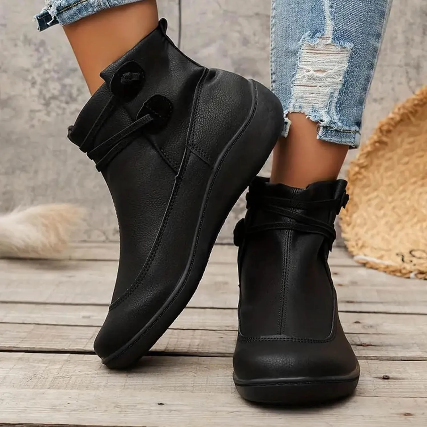 peqiut Womens Cowboy Boots Comfortable Platform Heel Round Toe Zipper Womens Cowboy Boots Ankle Lace Up Casual Boots for Women