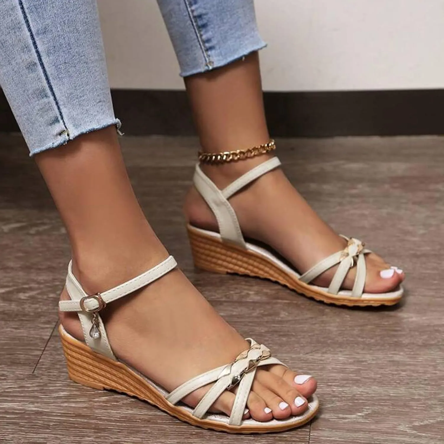 Platform Sandals for Women Comfortable High Heeled Wedges with Adjustable Buckle Open Toe Flatform Wedge Casual Sandal
