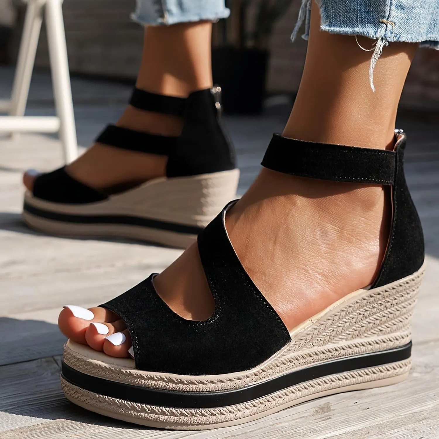 Platform Sandals for Women Comfortable High Heeled Wedges with Adjustable Buckle Womens Summer Open Toe Wedges Sandals