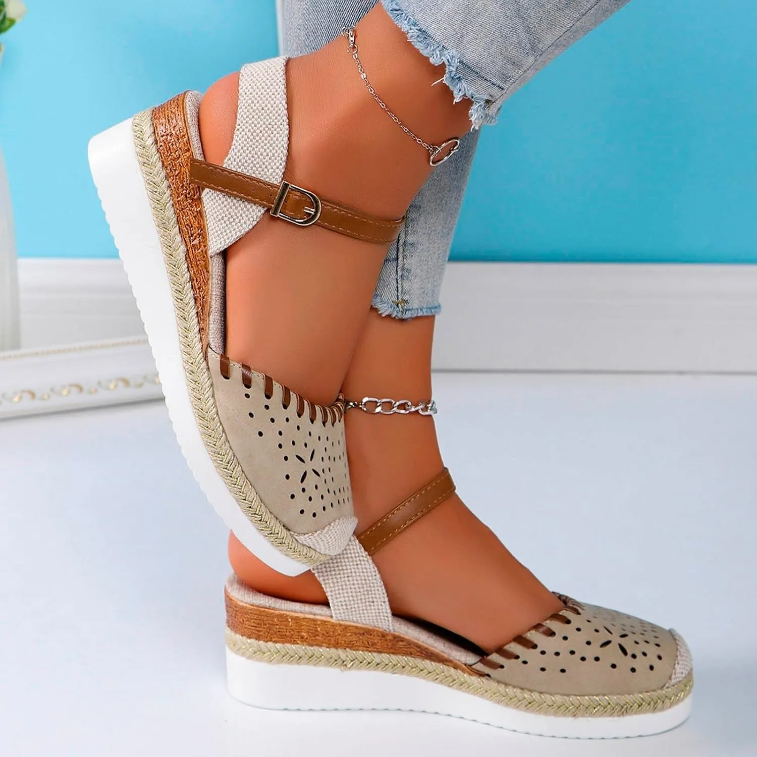 Platform Sandals for Women Womens Wedge Sandals Low Heel Dressy Sandals Women's Classic Wedge Heels Sandals