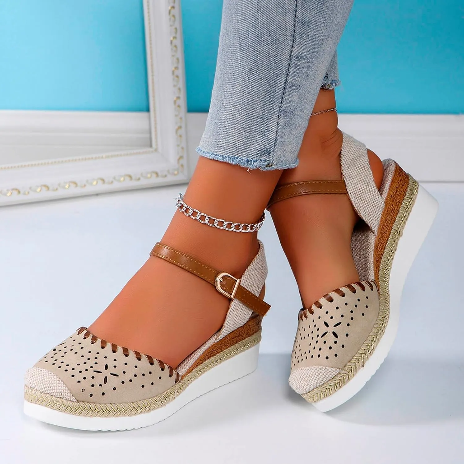 Platform Sandals for Women Womens Wedge Sandals Low Heel Dressy Sandals Women's Classic Wedge Heels Sandals